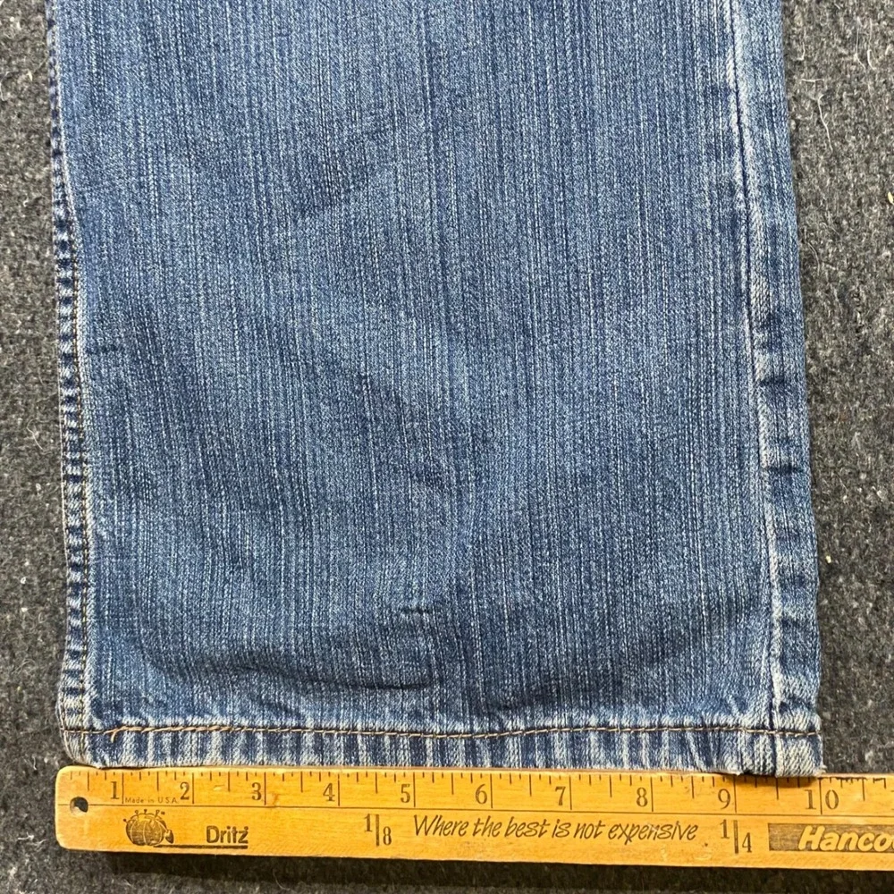 Levis 527 Bootcut Jeans 36 Mens Blue Grunge Distressed Frayed Hem Slim Fit Denim